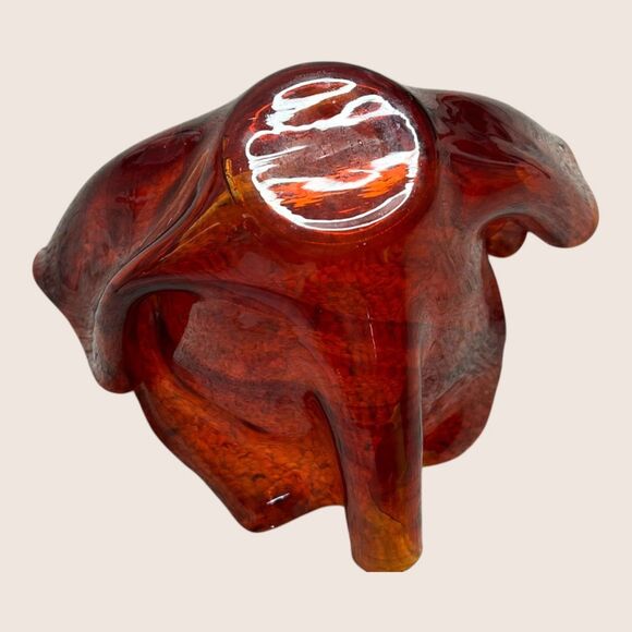 🤎 LUCITE MID CENTURY VINTAGE HANDKERCHIEF VASE BOWL CENTERPIECE TORTOISESHELL - Picture 4 of 8